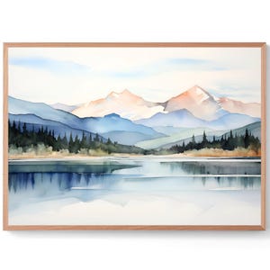 Grand Lake Wall Art Rocky Mountains Painting Colorado Watercolor Print ...