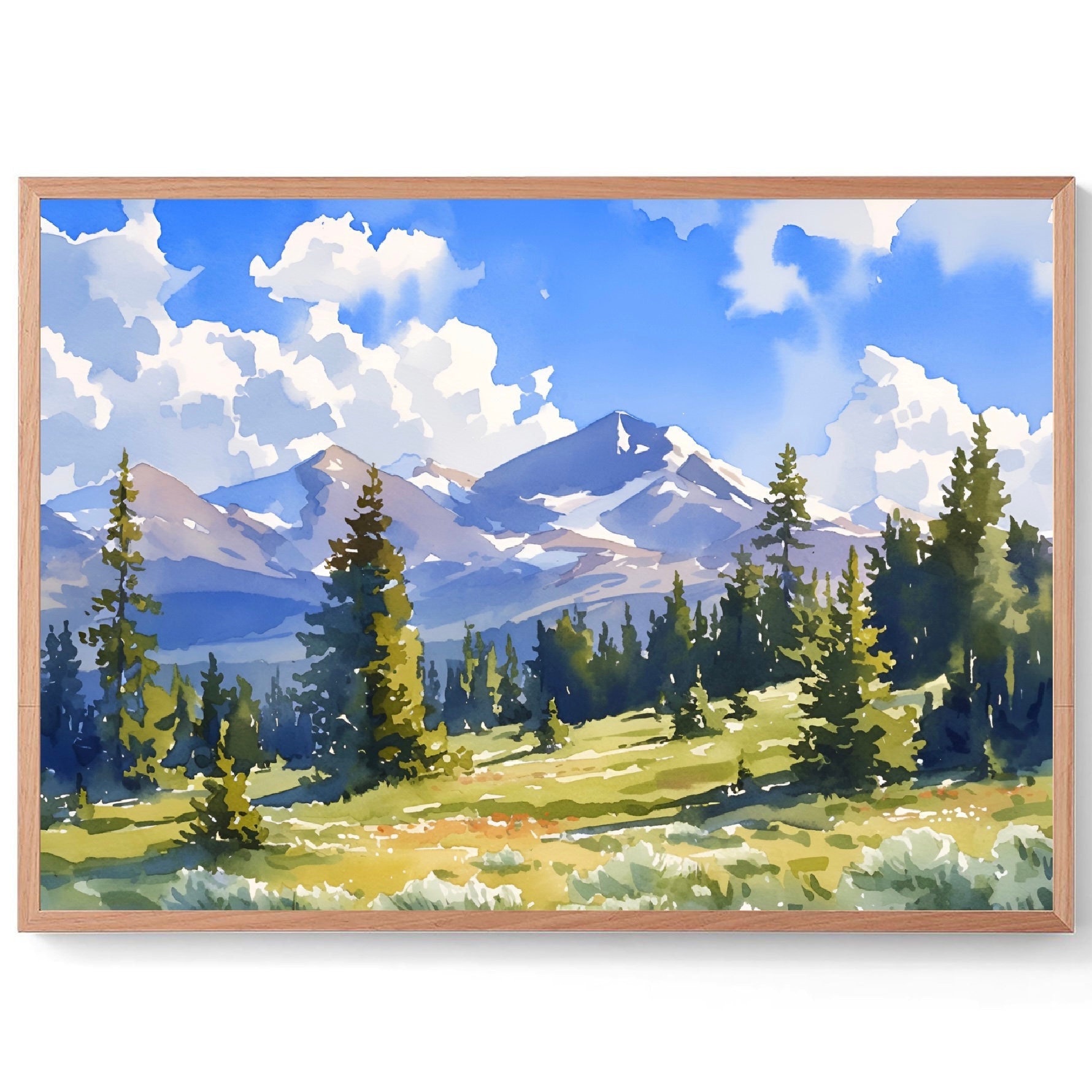 Ouachita Mountains Painting Blue Green Watercolor Art Print Oklahoma Landscape Wall Art Mountain Forest Artwork Hiking Travel Gift