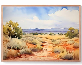 Texas Hill Country Art Print, Austin Landscape Watercolor Painting