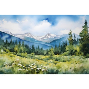 Ogden Mountains Painting Spring Flowers Watercolor Art Print Utah Mountain Landscape Wall Art Wasatch Mountains Forest Print