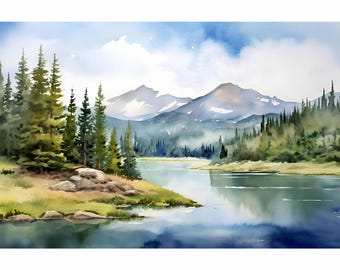 Wasatch Mountain Art Print Utah Watercolor Landscape Painting Rocky Mountains Poster Nature Artwork