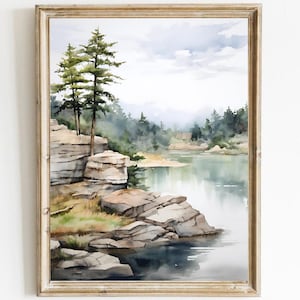 Sylvan Lake Watercolor Print Panoramic Landscape Painting Forest Lake Poster Custer State Park Print South Dakota Travel Art