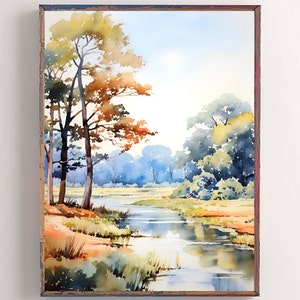 Jean Lafitte Park Painting New Orleans Watercolor Art Print Live Oak Landscape Louisiana Wall Art Barataria Preserve Travel Artwork