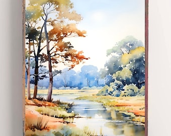 Jean Lafitte Park Painting New Orleans Watercolor Art Print Live Oak Landscape Louisiana Wall Art Barataria Preserve Travel Artwork