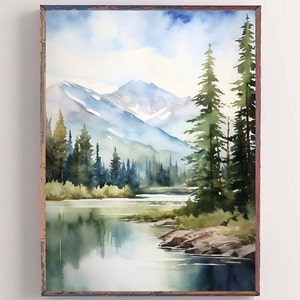 Mount St. Helens Painting Mountain Valley Watercolor Art Print Washington Landscape Wall Art Spirit Lake Travel Poster