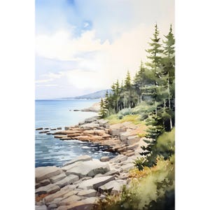 Mackinac Island Painting Great Lakes Watercolor Art Print Lake Huron Wall Art Michigan Landscape Print Coastal Wall Decor