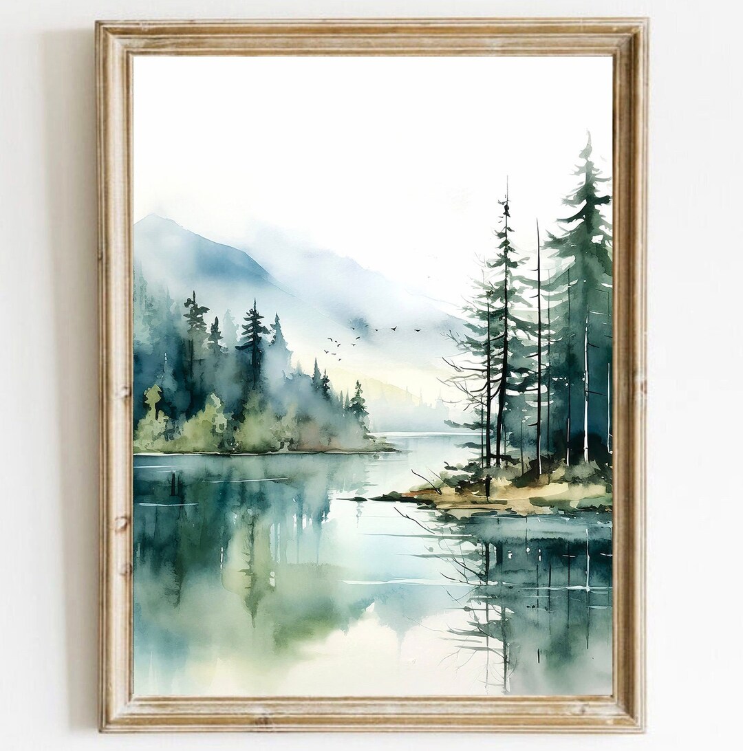 Idaho Mountain Print Salmon River Art Landscape Watercolor Painting ...