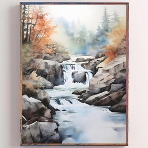 Roughlock Falls Poster Black Hills Painting South Dakota Watercolor Art Spearfish Canyon Landscape Mountain River Art SD Nature Print