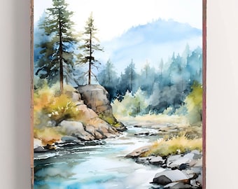 Black Hills Landscape Watercolor Print – South Dakota Nature Wall Art, Mountain Forest Poster, Travel Gift Decor