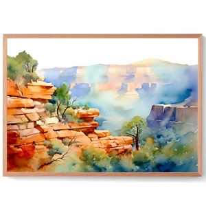 Grand Canyon Print National Park Poster Watercolor Travel Print Arizona Wall Art Hiking Art Gift Landscape Wall Art Anniversary Gift