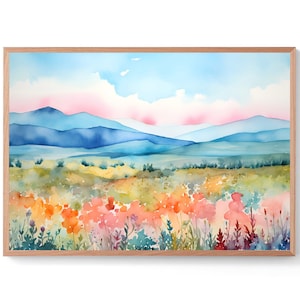 Blue Ridge Painting North Carolina Watercolor Art Appalachian Mountain Trail Print NC Landscape Wall Art Blue Mountains Wall Decor
