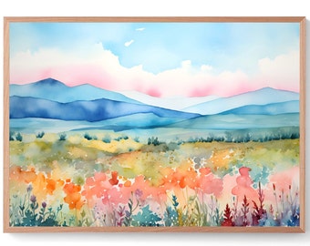 Blue Ridge Painting North Carolina Watercolor Art Appalachian Mountain Trail Print NC Landscape Wall Art