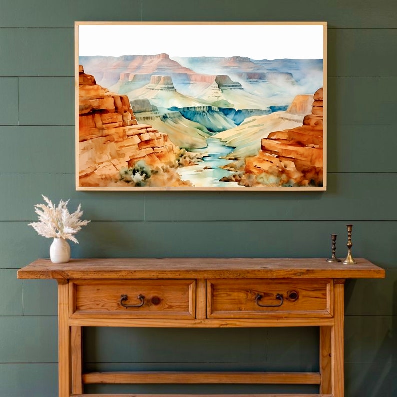 Western Watercolor Painting Grand Canyon Wall Art Arizona Art Prints ... - Canyon Wall Art For Sale