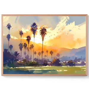 Palm Springs Painting Beach Watercolor Art California Landscape Wall Art Palm Canyon Print Palm Trees Art Coastal Artwork