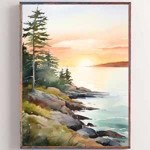 Woods Lake Watercolor Art Print Forest Lake Wall Art Large Minimalist Artwork Minnesota Landscape Art Zippel Bay State Park Poster