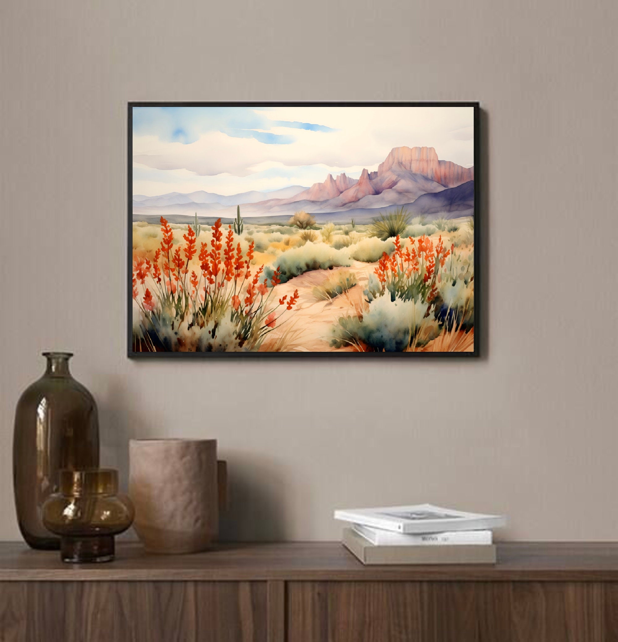 Las Cruces Painting New Mexico Landscape Art Print Wildflower