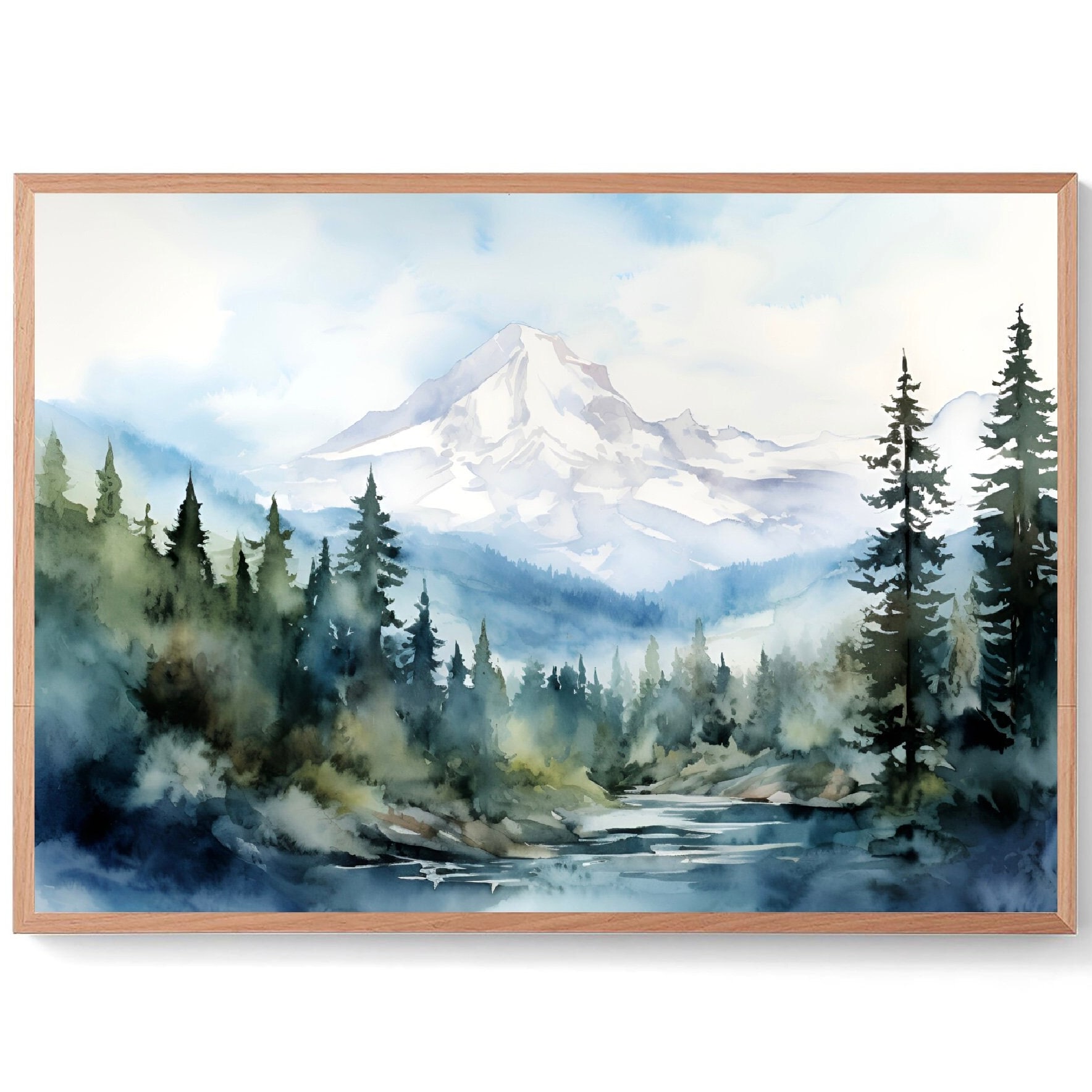 Grandfather Mountain Painting Nature Park Watercolor Art Print North Carolina Landscape Wall Art Mountain Hiking Walking Artwork