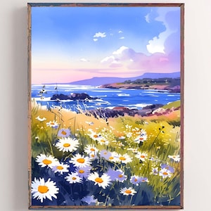 Daisies Painting Flowers Watercolor Art Print Lakes Basin California Landscape Botanical Wall Art Plumas National Forest Print