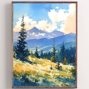 Wasatch Mountains Painting Utah Watercolor Art Print Wildflowers Landscape Print Pine Forest Artwork Fine Art Print Hiking Travel Poster
