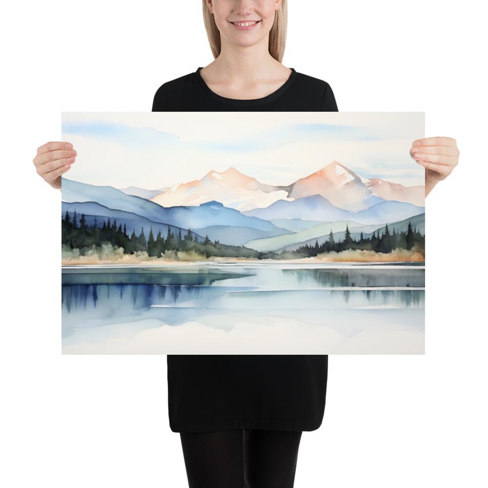 Grand Lake Wall Art Rocky Mountains Painting Colorado Watercolor Print ...