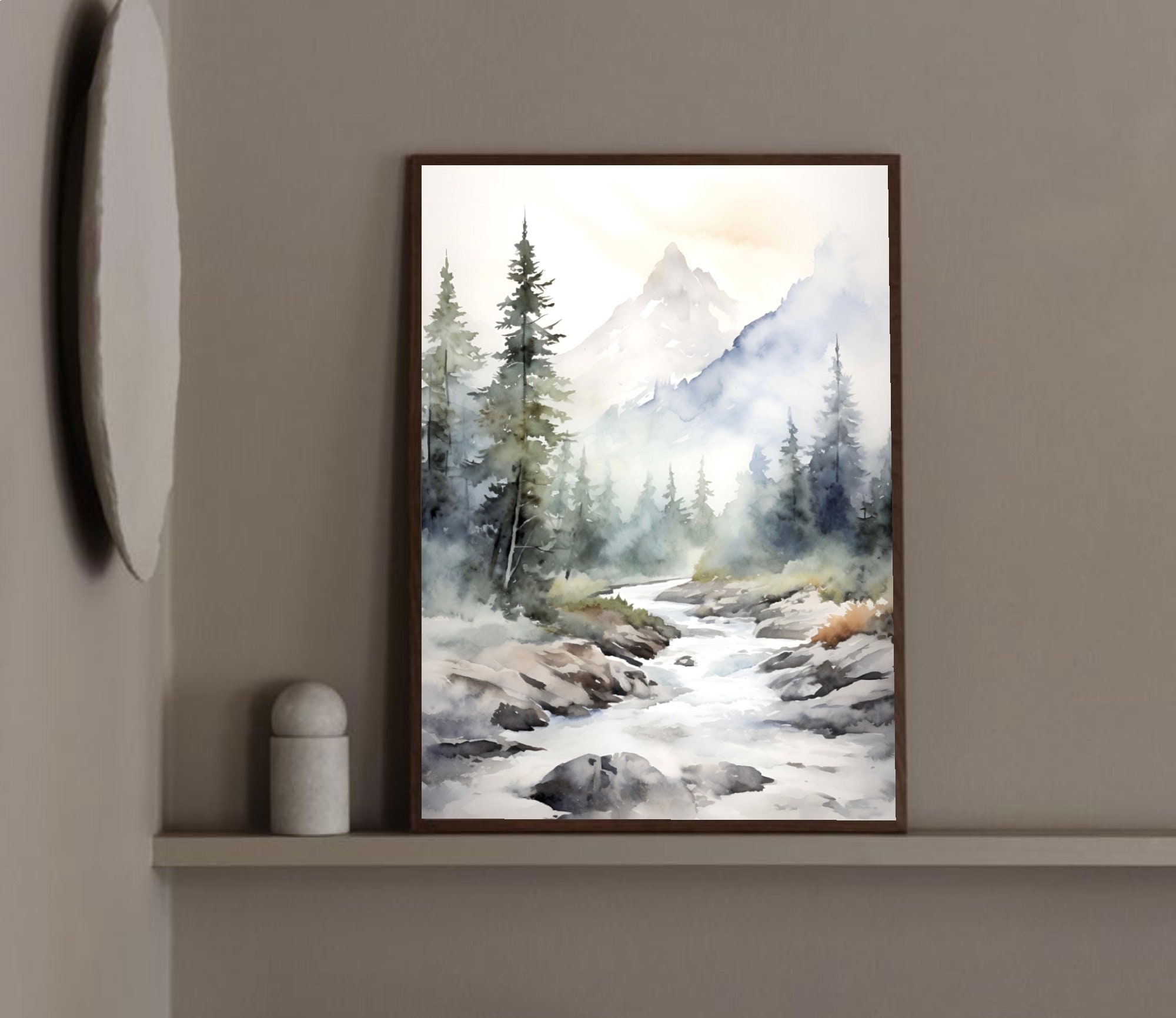 South Dakota Forest Poster Foggy Pine Trees Watercolor Painting Misty ...