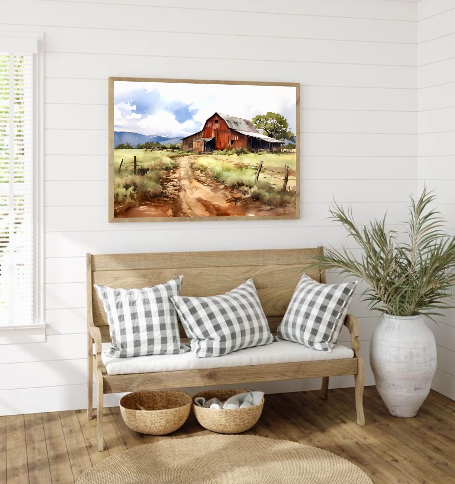 Old Barn Painting Texas Watercolor Print Red Farm Art Farmhouse Wall ...