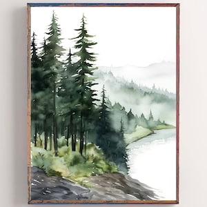 Shevlin Park Painting Oregon Bend Landscape Watercolor Art Print Pine Trees Painting Nature Wall Art Woodland Wall Decor