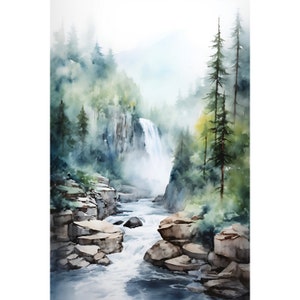 Spearfish Canyon Painting Black Hills Watercolor Art South Dakota Landscape Mountain River Wall Art Nature Poster Print