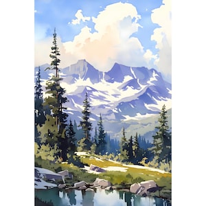 Buttermilk Mountains Print Colorado Landscape Painting Watercolor Art Print Aspen Trees Artwork Evergreen Forest Poster Denver Travel Print