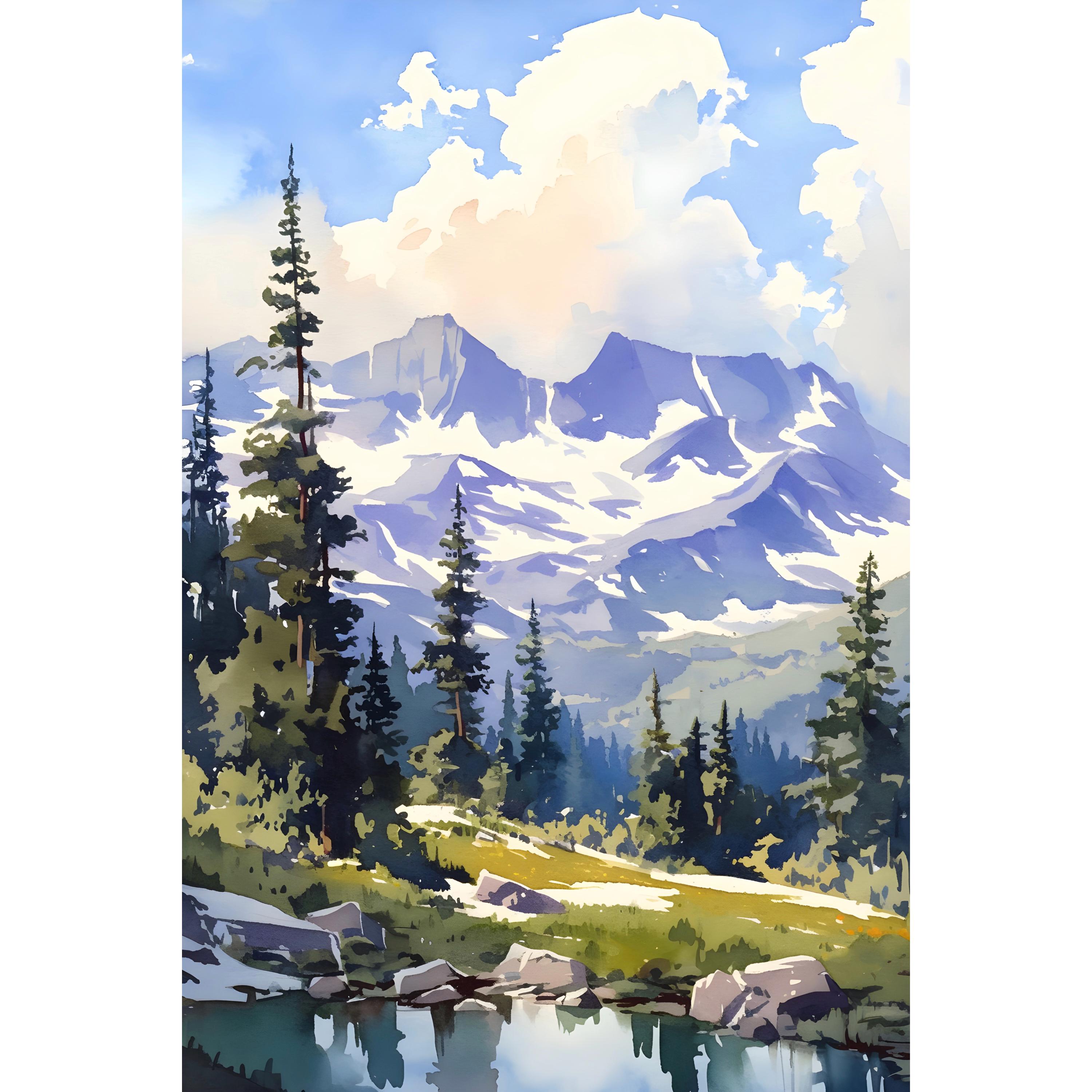 Buttermilk Mountains Print Colorado Landscape Painting Watercolor