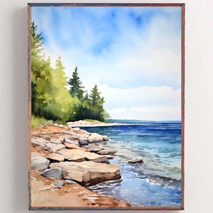 Belle Isle Park Print Forest River Watercolor Painting Detroit River Wall Art Michigan Landscape Art Pine Forest Wall Decor