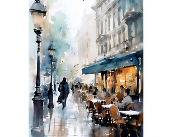 Westminster Painting London Watercolor Art Print Cityscape Wall Art Regent Street Architecture Poster Great Britain Artwork London Decor