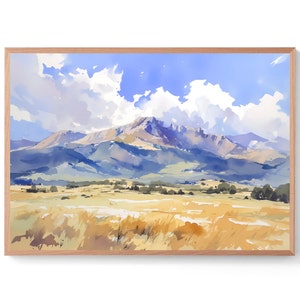 Mount Timpanogos Painting Utah Watercolor Art Print Wildflowers Field Wall Art Mountain Valley Landscape Wall Art Nature Artwork