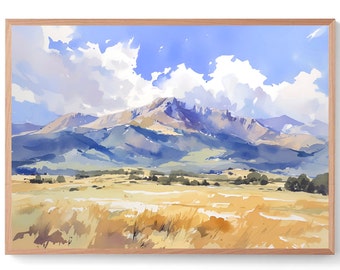 Mount Timpanogos Painting Utah Watercolor Art Print Wildflowers Field Wall Art Mountain Valley Landscape Wall Art Nature Artwork