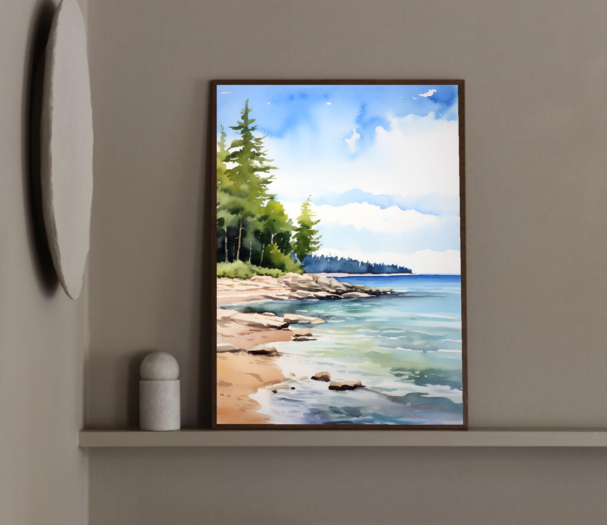 Forest Lake Painting Michigan Lake Art Print Watercolor Landscape ...