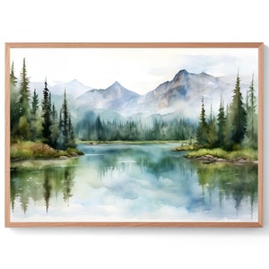 Emerald Lake Painting Utah Watercolor Art Print Mount Timpanogos Landscape Wall Art Utah Mountain Lake Artwork