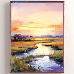 Snake River Painting Grand Teton National Park Watercolor Art Print Wyoming Landscape Sunset Mountain Wall Art Nature Artwork
