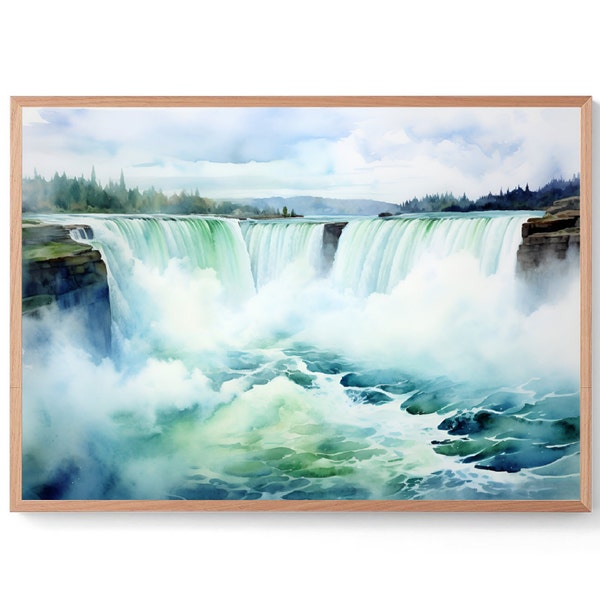 Niagara Falls Painting Canada Watercolor Art Print Ontario Travel Poster Landscape Waterfall Wall Art Wedding Gift