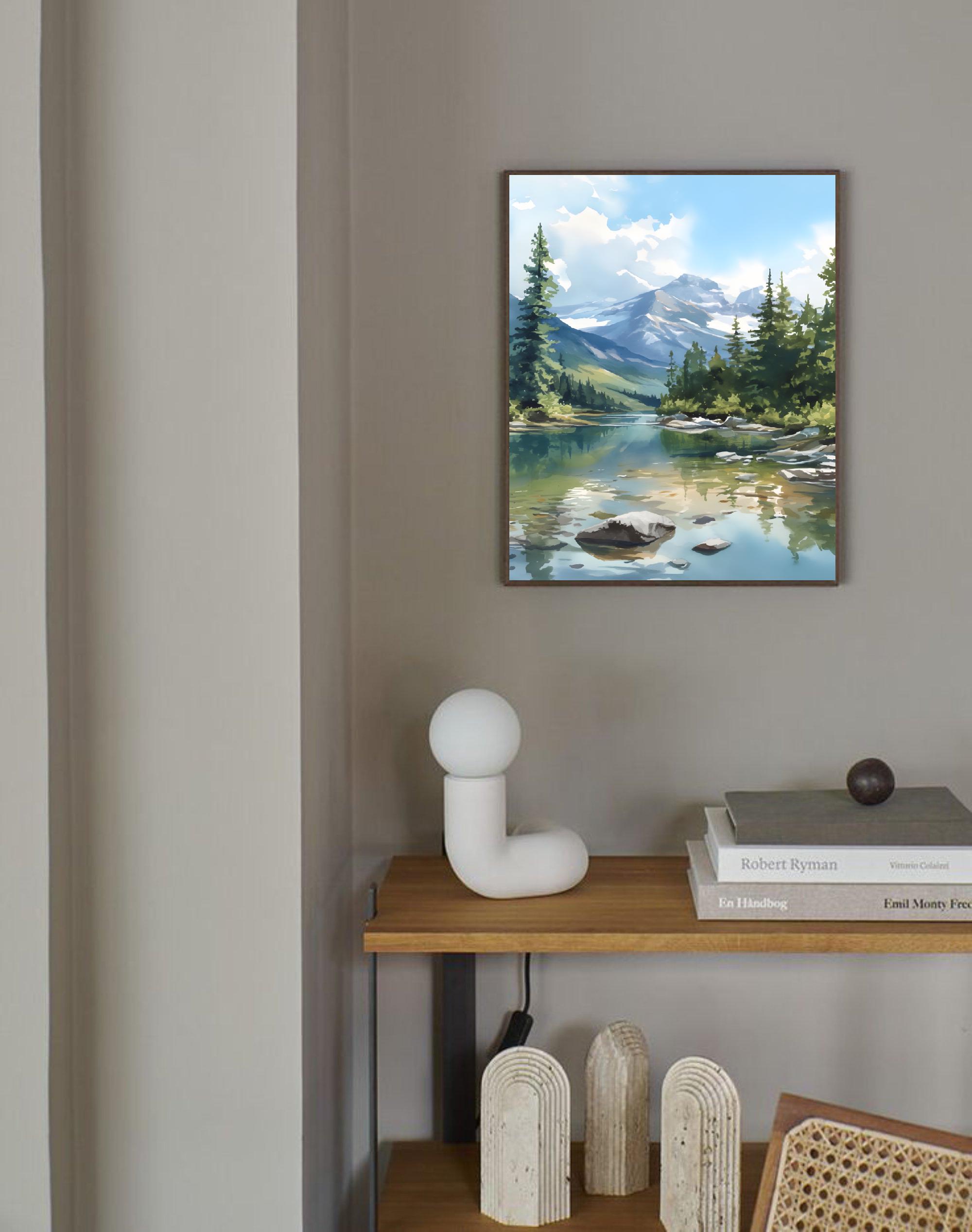 Colorado Mountains Watercolor Painting Grand Lake Art Print Rocky ...