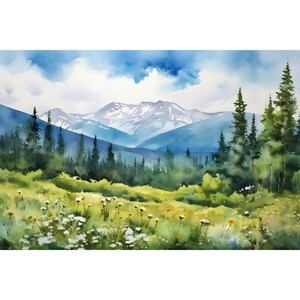 Whiteface Mountain Painting Landscape Watercolor Art Print New York State Poster Pine Trees Wall Art Misty Mountain Artwork