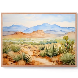 Big Bend National Park Poster Texas Watercolor Art Print Panoramic Landscape Painting Mountain Valley Wall Art Prints Texas Travel Gift