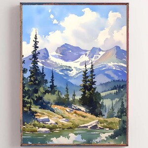 Utah Landscape Painting Bear River Watercolor Art Print Rocky Mountains Wall Art Pine Forest Print
