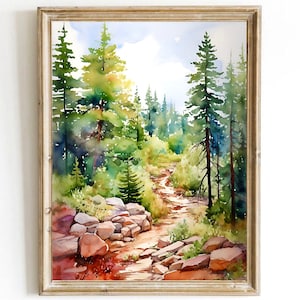 Utah Forest Print Pine Tree Watercolor Painting Utah Landscape Wall Art Foggy Forest Poster Pine Trees Prints Nature Wall Decor