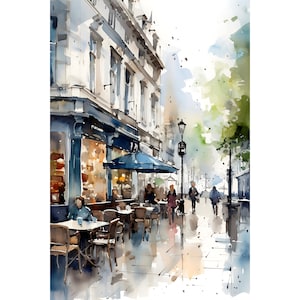 Piccadilly Street Art London Watercolor Painting Cityscape Art Print United Kingdom Wall Art London Travel Poster