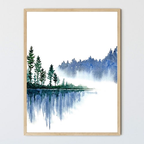 Forest Wall Art Watercolor Painting Forest Print Forest - Etsy