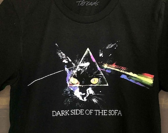 Pink Floyd Dark Side of the Moon Cat Lover shirt, Classic Rock Mixed with Pet Love, Soft 52/48 Airlume Combed Cotton/Poly Comfortable Unisex