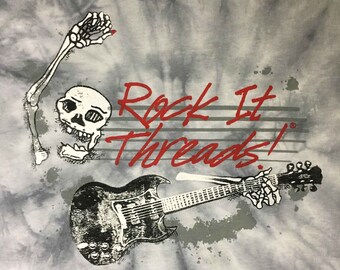 Classic Rock T-shirt, Skull Tie-dye Rock T-shirt, Skull Guitar Player T-shirt, Rock Tie-Dye T-shirt, Retro 60s Tie Dye shirt