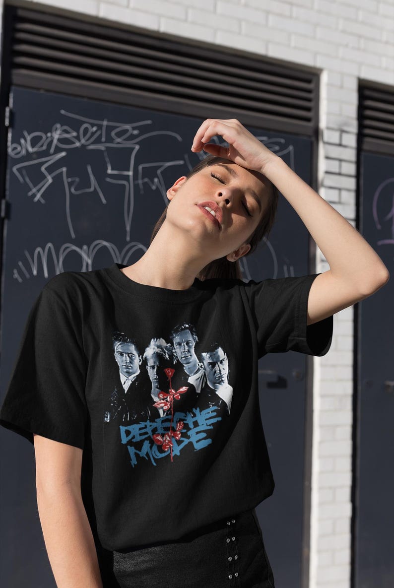 Young girl sporting the T-Shirt with the Depeche Mode design.
