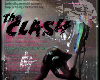 The Clash-poster, een gedrukte poster van de songteksten van London Calling, gedrukt op dubbel mat papier