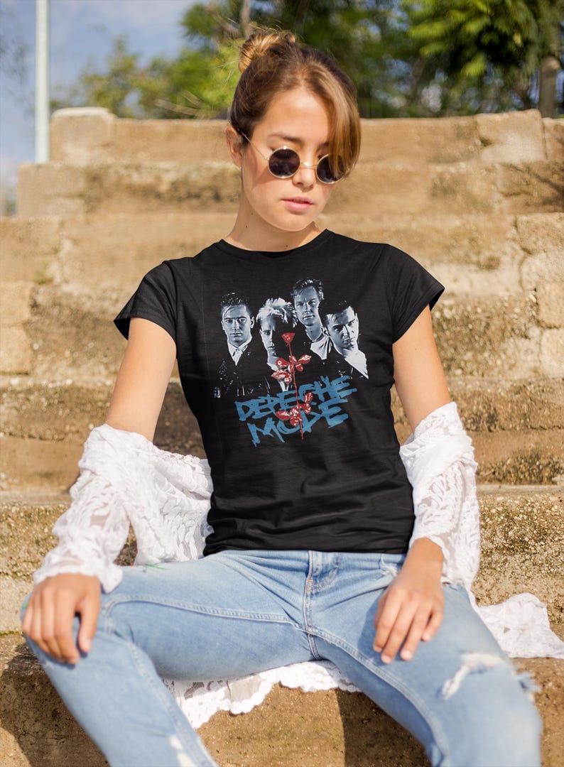 Young girl sporting the T-Shirt with the Depeche Mode design.